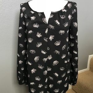 Thakoon blouse top rare crown print